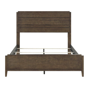 English Elm Bed California King Solid Rubberwood Slatted Headboard Dark Walnut Traditional Frame B011S03982