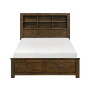 English Elm Bed Eastern King Bookcase Headboard Wire Brushed Oak Storage Footboard Rustic B011S03990