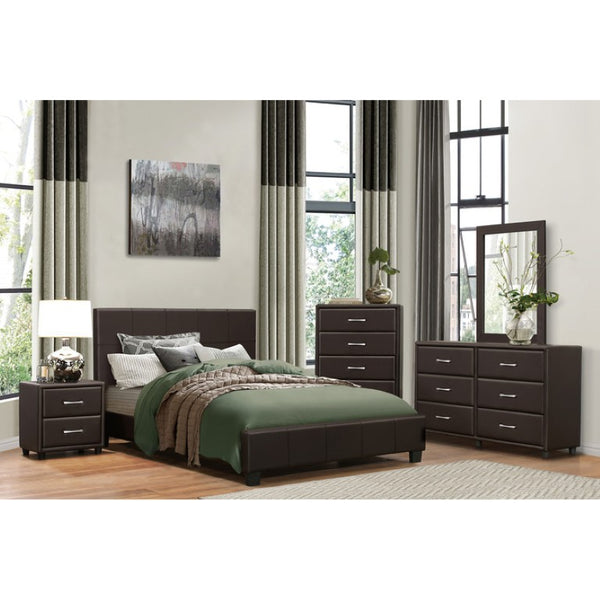 English Elm Bed Queen Panel Faux Leather Upholstered Contemporary Frame for Modern Bedroom B011S03994