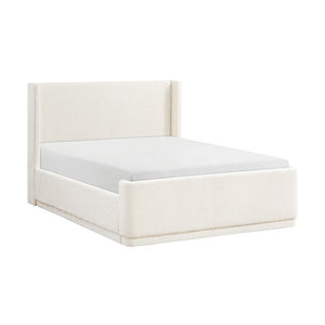English Elm Bed Full Platform Wingback Upholstered Polyester Headboard Contemporary Bedroom B011S03997