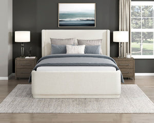 English Elm Bed Full Platform Wingback Upholstered Polyester Headboard Contemporary Bedroom B011S03997