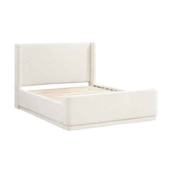 English Elm Bed Full Platform Wingback Upholstered Polyester Headboard Contemporary Bedroom B011S03997