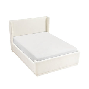 English Elm Bed Full Platform Wingback Upholstered Polyester Headboard Contemporary Bedroom B011S03997