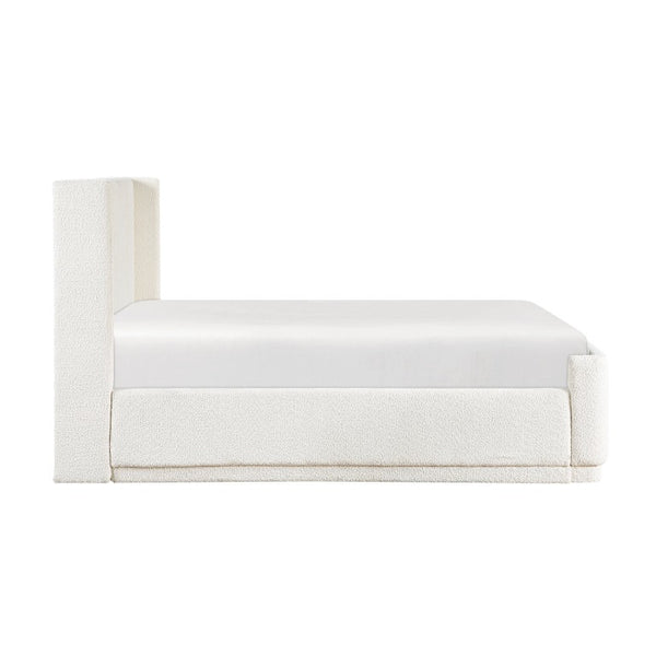 English Elm Bed Full Platform Wingback Upholstered Polyester Headboard Contemporary Bedroom B011S03997