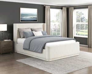 English Elm Bed Full Platform Wingback Upholstered Polyester Headboard Contemporary Bedroom B011S03997