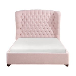 English Elm Bed Full Wingback Button Tufted Chenille Upholstered Frame for Glamour Bedrooms B011S04011