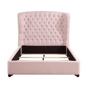 English Elm Bed Full Wingback Button Tufted Chenille Upholstered Frame for Glamour Bedrooms B011S04011