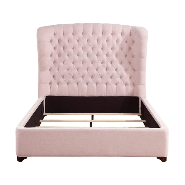 English Elm Bed Full Wingback Button Tufted Chenille Upholstered Frame for Glamour Bedrooms B011S04011