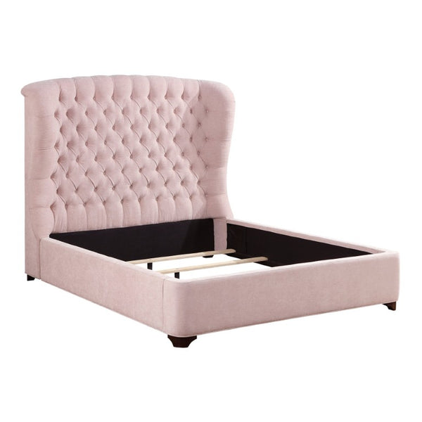 English Elm Bed Full Wingback Button Tufted Chenille Upholstered Frame for Glamour Bedrooms B011S04011