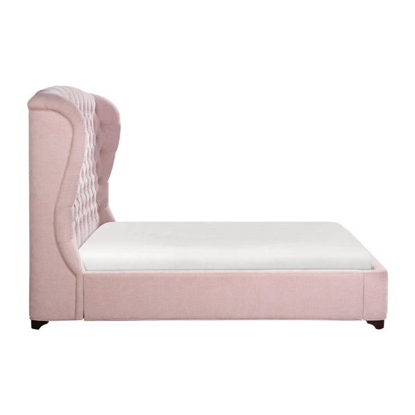 English Elm Bed Full Wingback Button Tufted Chenille Upholstered Frame for Glamour Bedrooms B011S04011