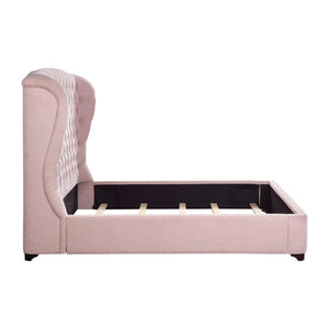 English Elm Bed Full Wingback Button Tufted Chenille Upholstered Frame for Glamour Bedrooms B011S04011