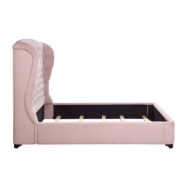 English Elm Bed Full Wingback Button Tufted Chenille Upholstered Frame for Glamour Bedrooms B011S04011