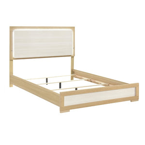 English Elm Bed Eastern King with Plank Headboard Weathered Finish Rustic Transitional Bedroom White 79.5 L x 89 W x 52 H Engineered Wood B011S04014