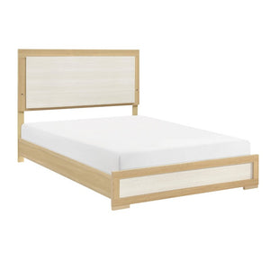 English Elm Bed Eastern King with Plank Headboard Weathered Finish Rustic Transitional Bedroom White 79.5 L x 89 W x 52 H Engineered Wood B011S04014