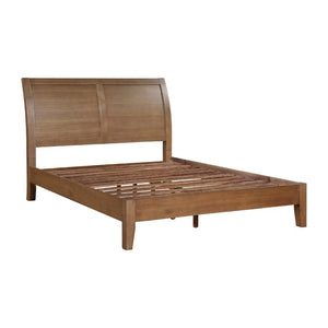 English Elm Bed Eastern King Sleigh Platform with Wire Brushed Rubberwood Veneer Transitional Style B011S04022