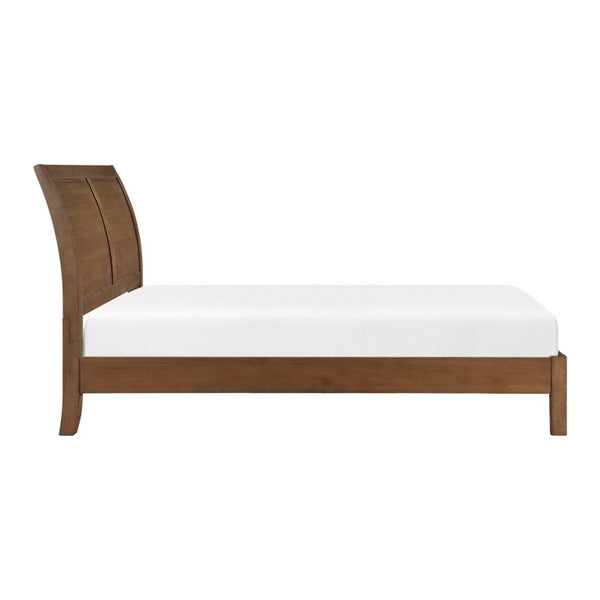 English Elm Bed Eastern King Sleigh Platform with Wire Brushed Rubberwood Veneer Transitional Style B011S04022