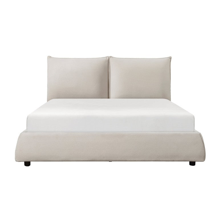 English Elm Bed Eastern King Chenille Upholstered Frame with Padded Headboard for Modern Bedroom B011S04028