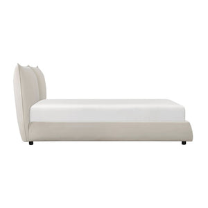 English Elm Bed Queen Chenille Upholstered Frame with Padded Headboard for Modern Bedroom Decor B011S04030