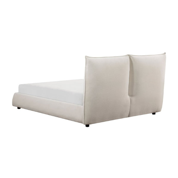 English Elm Bed Queen Chenille Upholstered Frame with Padded Headboard for Modern Bedroom Decor B011S04030
