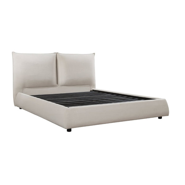 English Elm Bed Queen Chenille Upholstered Frame with Padded Headboard for Modern Bedroom Decor B011S04030