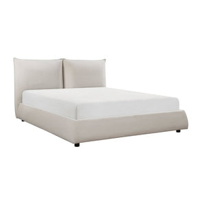 English Elm Bed Full Size Chenille Upholstered Frame with Padded Headboard for Modern Bedroom B011S04031