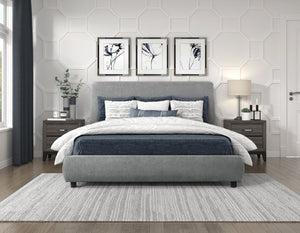English Elm Bed Eastern King Chenille Upholstered Low Platform Frame for Modern Bedroom Decor B011S04032