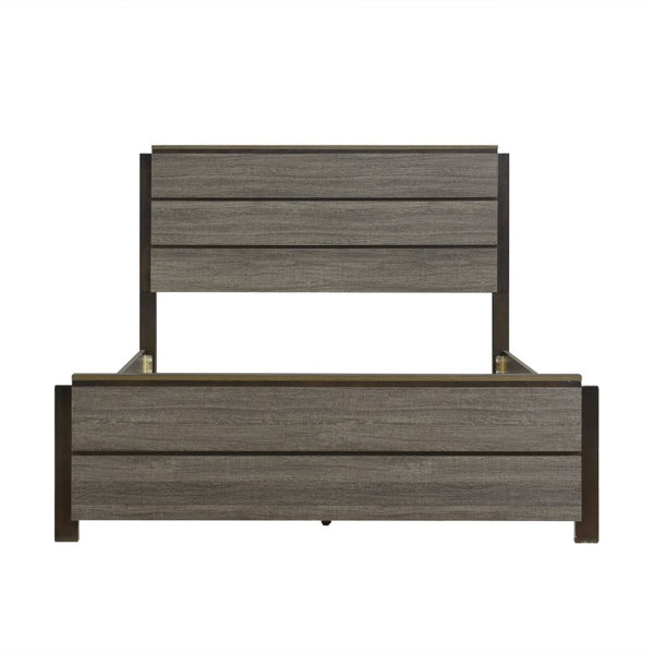 English Elm Bed Full Platform Two Tone Antique Gray Engineered Wood Contemporary Bedroom Frame B011S04040