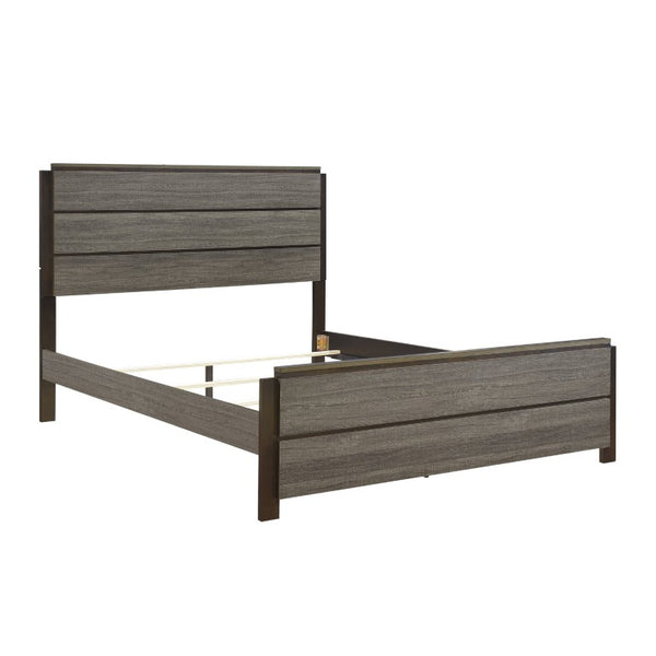 English Elm Bed Full Platform Two Tone Antique Gray Engineered Wood Contemporary Bedroom Frame B011S04040