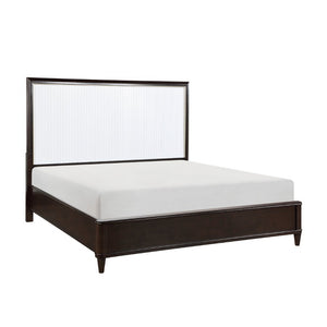 English Elm Bed Eastern King Sculptural Routed Headboard Cherry Gold Trim Contemporary White B011S04043