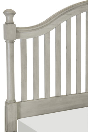 English Elm Bed Eastern King Farmhouse Pine and Oak Slat Frame with Curved Headboard in Gray B011S04052