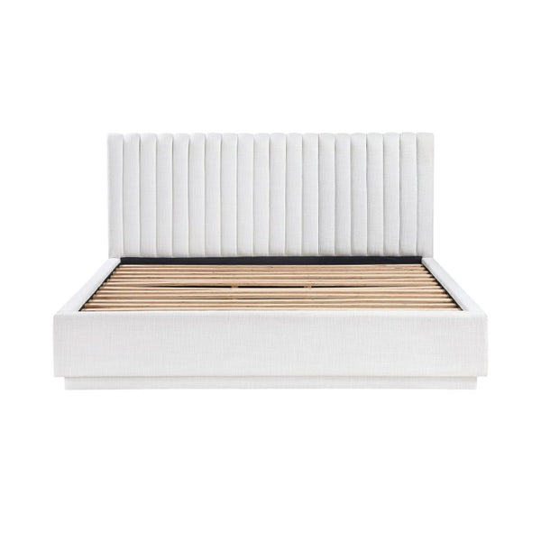 English Elm Bed California King Channel Tufted Upholstered Platform with Tall Fabric Headboard B011S04063