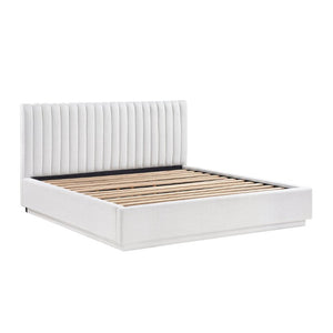 English Elm Bed California King Channel Tufted Upholstered Platform with Tall Fabric Headboard B011S04063