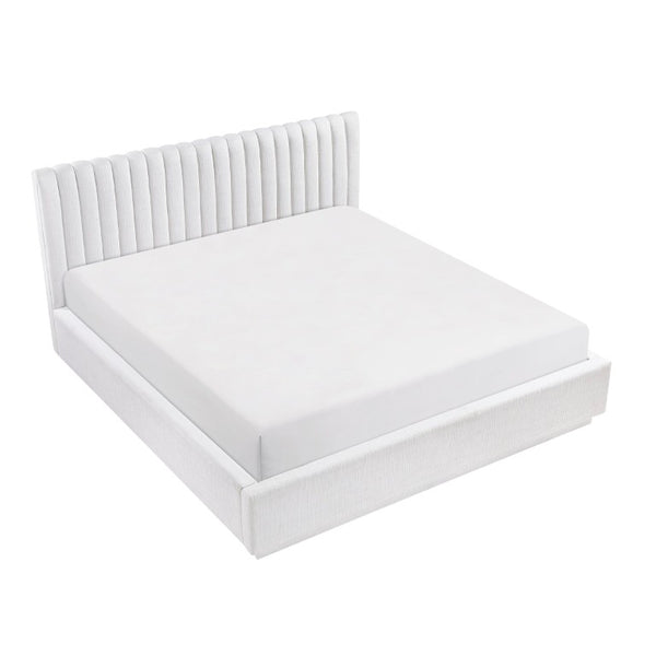 English Elm Bed California King Channel Tufted Upholstered Platform with Tall Fabric Headboard B011S04063