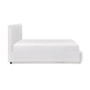 English Elm Bed California King Channel Tufted Upholstered Platform with Tall Fabric Headboard B011S04063