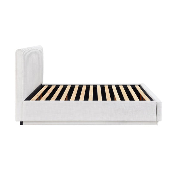 English Elm Bed California King Channel Tufted Upholstered Platform with Tall Fabric Headboard B011S04063