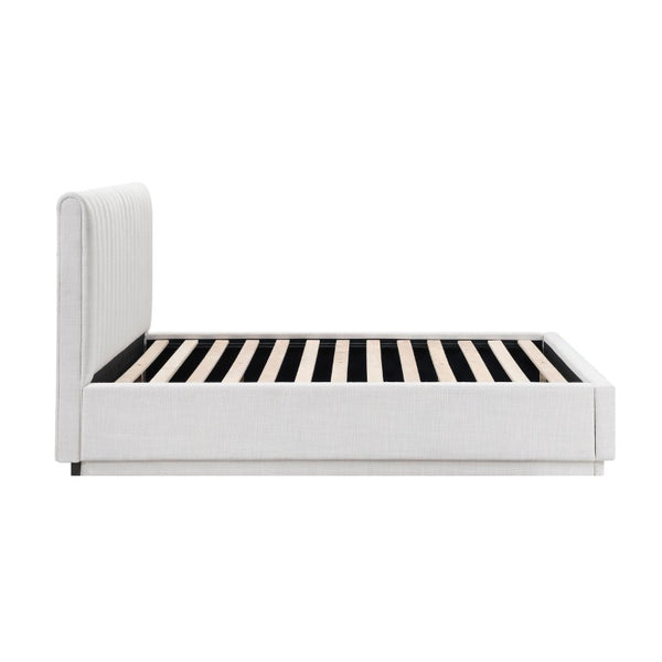 English Elm Bed Queen Platform with Channel Tufted Headboard Low Profile Contemporary Frame B011S04064