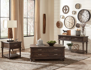 English Elm Bed Queen Acacia Veneer Traditional Low Post with Turned Finials and Charcoal Finish B011S04068