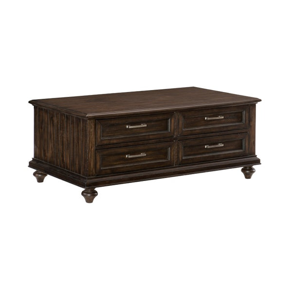 English Elm Bed Queen Acacia Veneer Traditional Low Post with Turned Finials and Charcoal Finish B011S04068
