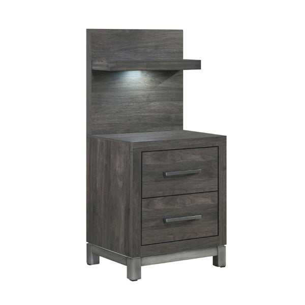 English Elm California King 7 Piece Bedroom Set Engineered Wood Industrial Modern Dark Gray B011S04075