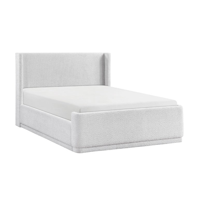 English Elm Bed California King Wingback Platform in Textured Gray Polyester Fabric No Box Spring B011S04089