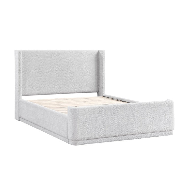 English Elm Bed California King Wingback Platform in Textured Gray Polyester Fabric No Box Spring B011S04089