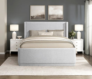 English Elm Bed Full Platform Wingback Upholstered Polyester Tailored Contemporary Bedroom Frame B011S04090
