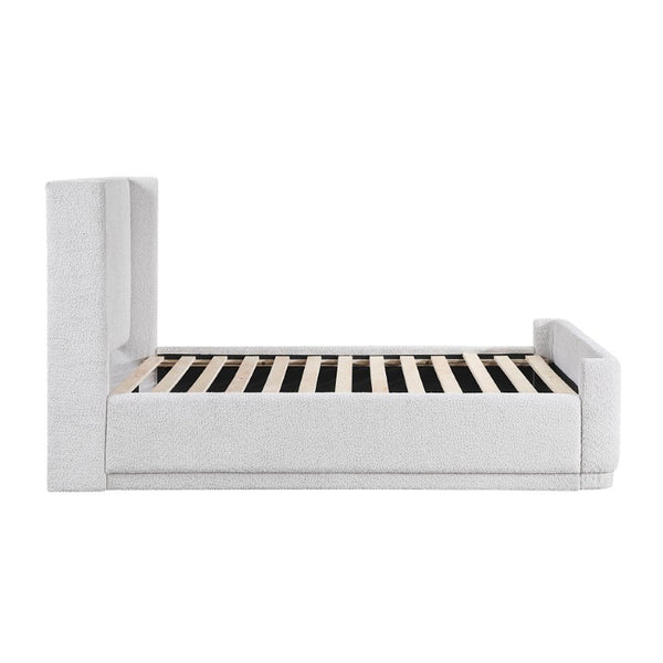 English Elm Bed Full Platform Wingback Upholstered Polyester Tailored Contemporary Bedroom Frame B011S04090