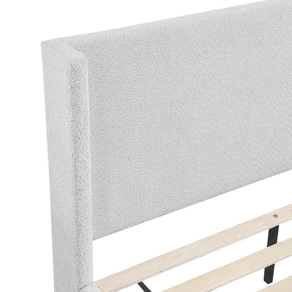 English Elm Bed Full Platform Wingback Upholstered Polyester Tailored Contemporary Bedroom Frame B011S04090