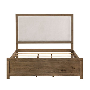 English Elm Bed California King French Oak Veneer Upholstered Headboard with Built-In USB Charging B011S04098