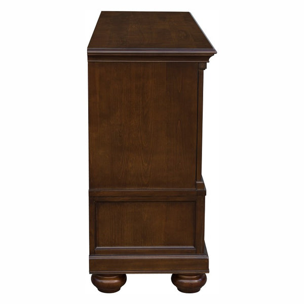 English Elm Buffet Hutch with Glass Doors Halogen Lighting and Cherry Veneer Traditional Storage B011S04105
