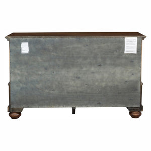 English Elm Buffet Hutch with Glass Doors Halogen Lighting and Cherry Veneer Traditional Storage B011S04105