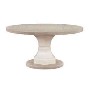 English Elm Dining Table Round Oak Veneer Two Tone Gray White Seats Six Contemporary Style 63.25 x 63.25 x 6.25 B011S04110