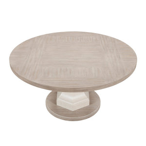 English Elm Dining Table Round Oak Veneer Two Tone Gray White Seats Six Contemporary Style 63.25 x 63.25 x 6.25 B011S04110