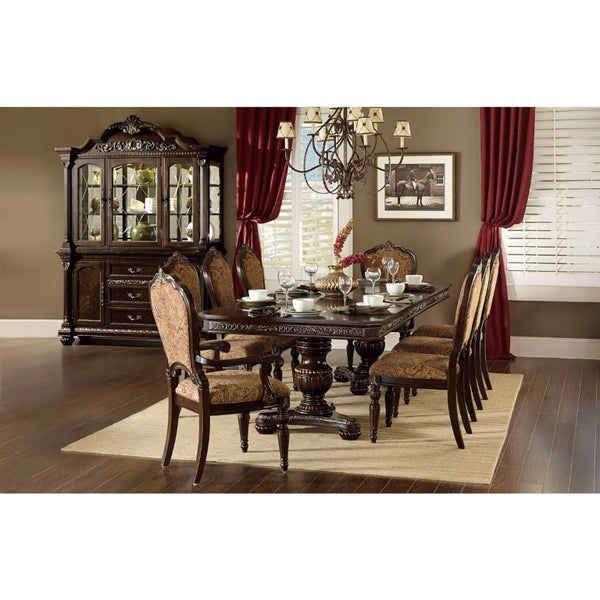 English Elm Buffet Hutch with Ornate Carved Molding Gold Tipping Cherry Veneer Dining Storage B011S04112
